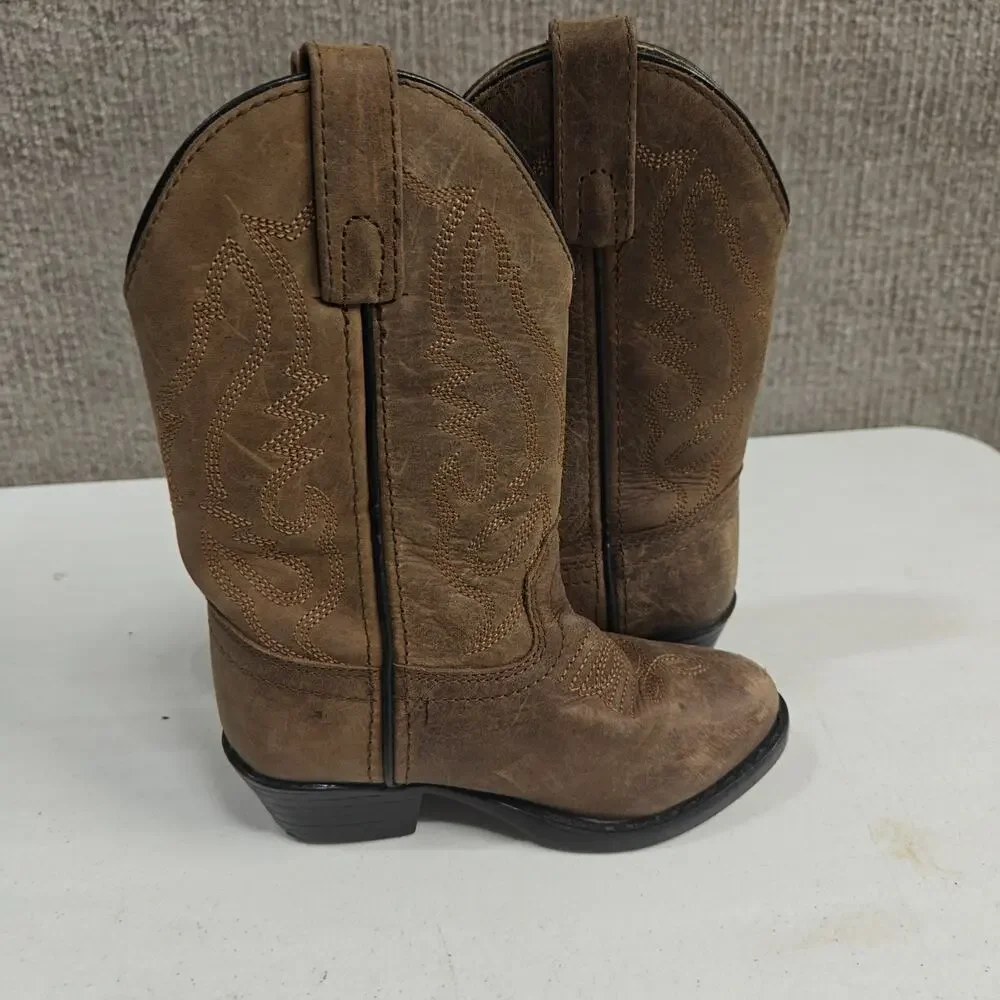 Cody James Boots Size 9 D Kids Round Toe Brown Leather Western Cowboys